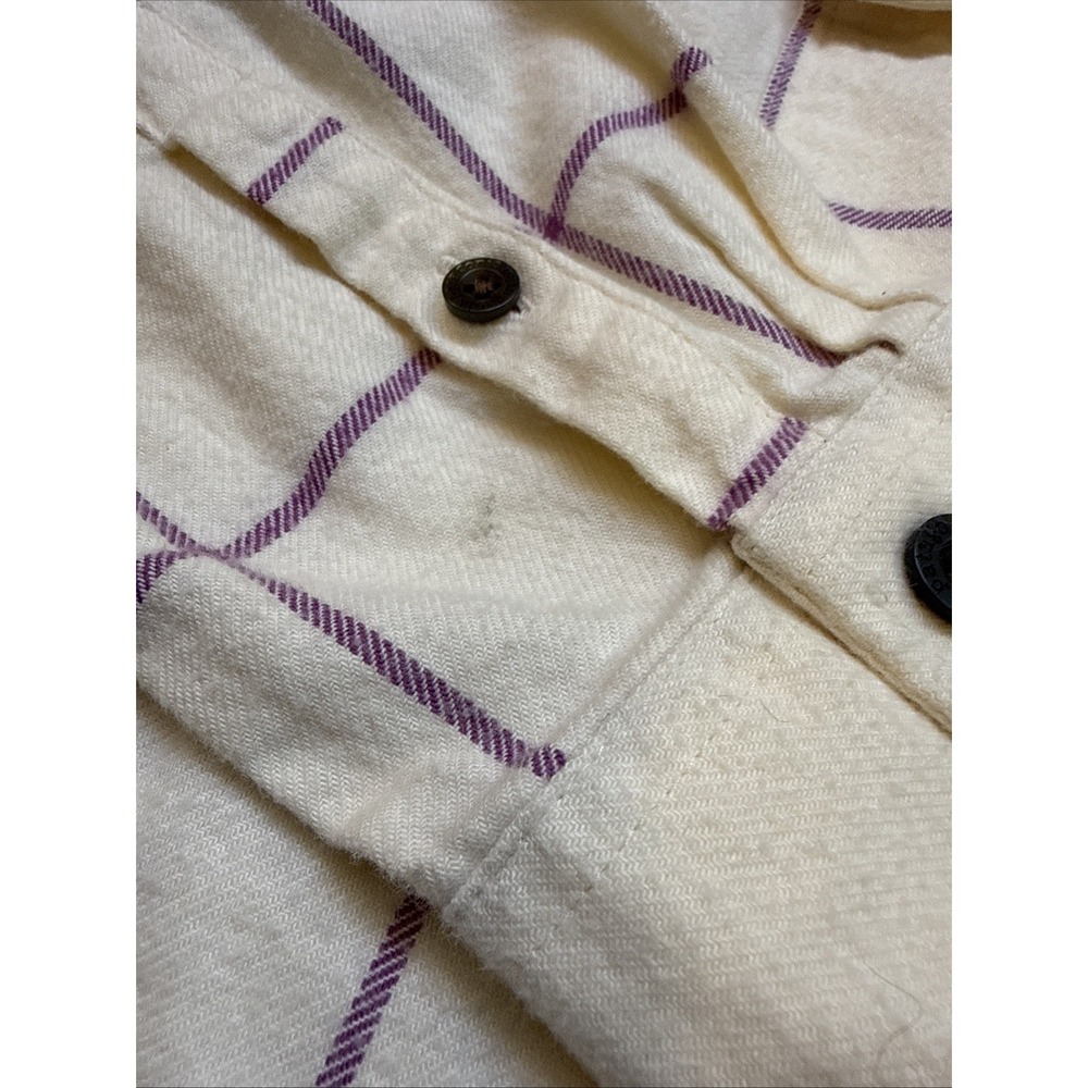 Patagonia Fjord Flannel Shirt Womens Small White Purple Organic Cotton Plaid - Picture 7 of 7